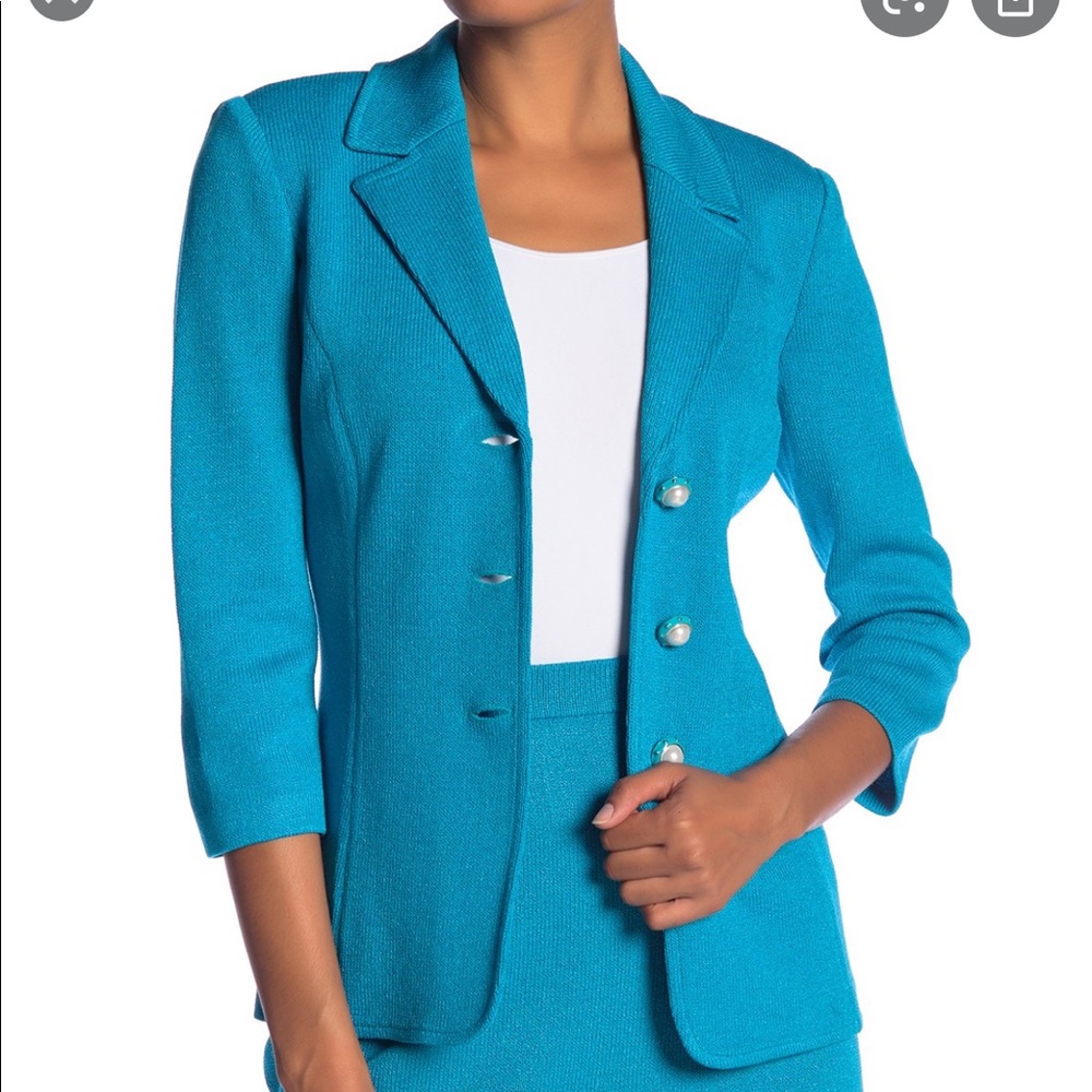St John Wool Blend 3/4 Sleeve Blazer 10